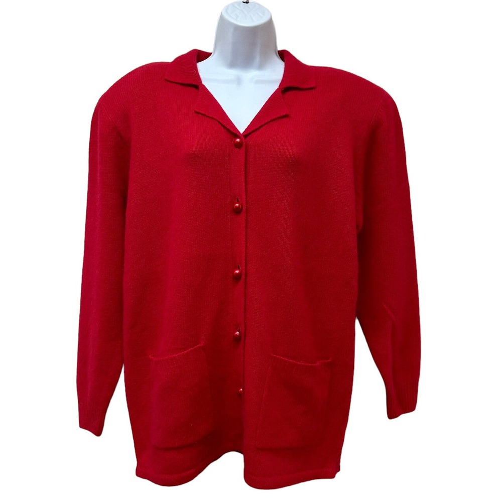 Sideffects of California Red Angora Lambswool Cardigan Sweater Vintage Medium